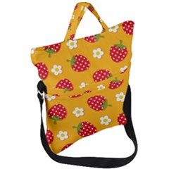 Strawberry Fold Over Handle Tote Bag by Dutashop