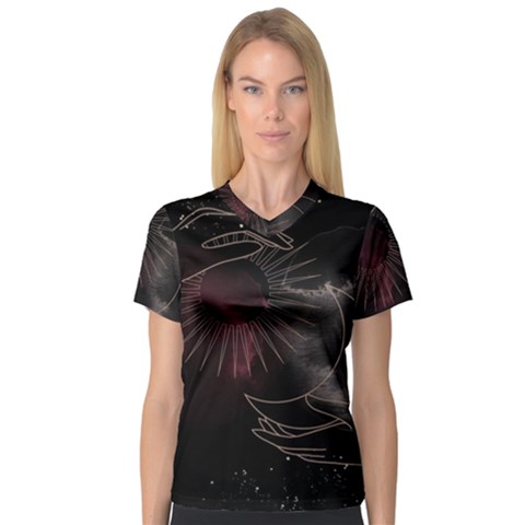 Universal Balance Moon Abstract Star Sun Universe V-neck Sport Mesh T-shirt by Modalart