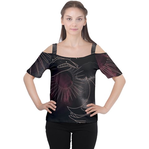 Universal Balance Moon Abstract Star Sun Universe Cutout Shoulder T-shirt by Modalart