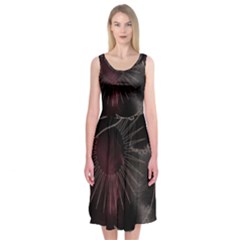 Universal Balance Moon Abstract Star Sun Universe Midi Sleeveless Dress by Modalart