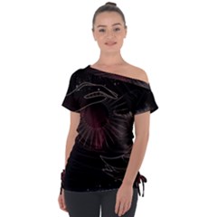 Universal Balance Moon Abstract Star Sun Universe Off Shoulder Tie-Up T-Shirt