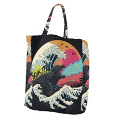 Retro Wave Kaiju Godzilla Japanese Pop Art Style Giant Grocery Tote by Modalart