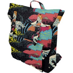 Retro Wave Kaiju Godzilla Japanese Pop Art Style Buckle Up Backpack by Modalart