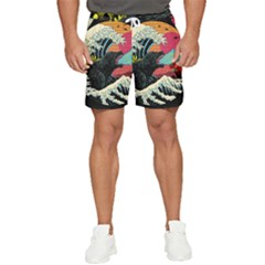 Retro Wave Kaiju Godzilla Japanese Pop Art Style Men s Runner Shorts by Modalart