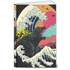 Retro Wave Kaiju Godzilla Japanese Pop Art Style 8  X 10  Hardcover Notebook by Modalart