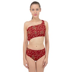 Christmas Texture Pattern Red Craciun Spliced Up Two Piece Swimsuit