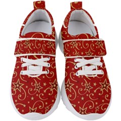Christmas Texture Pattern Red Craciun Kids  Velcro Strap Shoes by Sarkoni