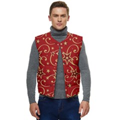 Christmas Texture Pattern Red Craciun Men s Button Up Puffer Vest	 by Sarkoni