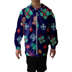 Christmas Texture New Year Background Trees Retro Pattern Kids  Hooded Windbreaker