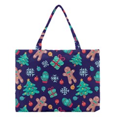 Christmas Texture New Year Background Trees Retro Pattern Medium Tote Bag