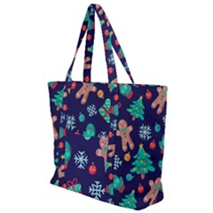 Christmas Texture New Year Background Trees Retro Pattern Zip Up Canvas Bag