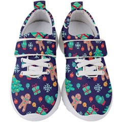 Christmas Texture New Year Background Trees Retro Pattern Kids  Velcro Strap Shoes