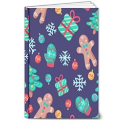 Christmas Texture New Year Background Trees Retro Pattern 8  X 10  Hardcover Notebook by Sarkoni