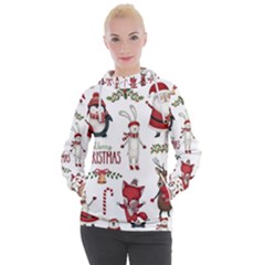 Christmas Characters Pattern Women s Hooded Pullover