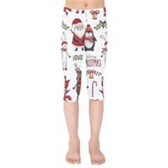 Christmas Characters Pattern Kids  Capri Leggings 