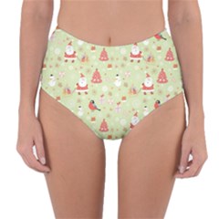 Christmas Pattern Christmas Tree Santa Reversible High-waist Bikini Bottoms by Sarkoni