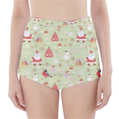 Christmas Pattern Christmas Tree Santa High-waisted Bikini Bottoms