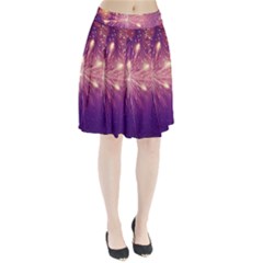 Fireworks On A Purple With Fireworks New Year Christmas Pattern Pleated Skirt