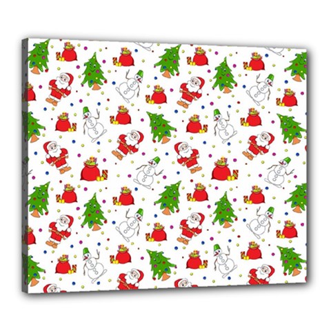 Christmas Santa Pattern Tree Canvas 24  X 20  (stretched)