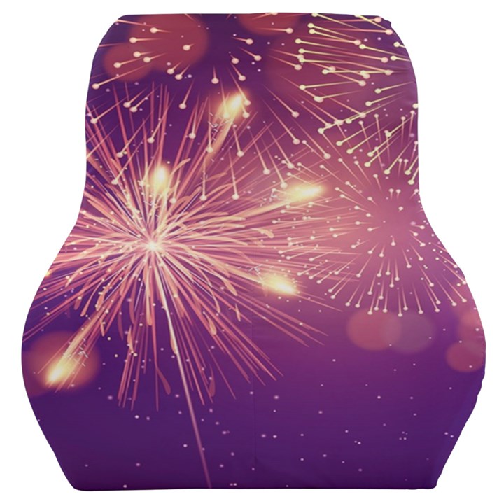 Fireworks On A Purple With Fireworks New Year Christmas Pattern Car Seat Back Cushion 