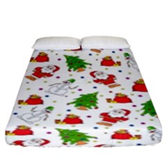 Christmas Santa Pattern Tree Fitted Sheet (king Size)