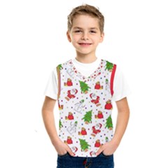 Christmas Santa Pattern Tree Kids  Basketball Tank Top by Sarkoni