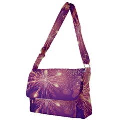 Fireworks On A Purple With Fireworks New Year Christmas Pattern Full Print Messenger Bag (s) by Sarkoni