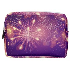 Fireworks On A Purple With Fireworks New Year Christmas Pattern Make Up Pouch (medium)