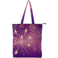 Fireworks On A Purple With Fireworks New Year Christmas Pattern Double Zip Up Tote Bag by Sarkoni