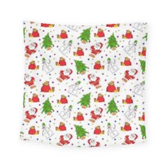 Christmas Santa Pattern Tree Square Tapestry (small)