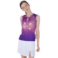 Fireworks On A Purple With Fireworks New Year Christmas Pattern Women s Sleeveless Sports Top