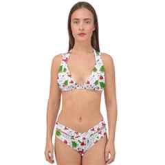 Christmas Santa Pattern Tree Double Strap Halter Bikini Set by Sarkoni