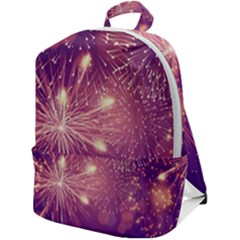 Fireworks On A Purple With Fireworks New Year Christmas Pattern Zip Up Backpack by Sarkoni