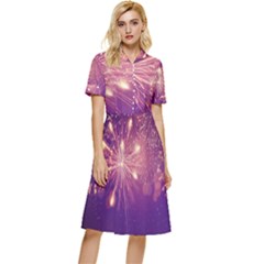 Fireworks On A Purple With Fireworks New Year Christmas Pattern Button Top Knee Length Dress by Sarkoni