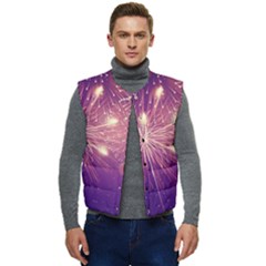 Fireworks On A Purple With Fireworks New Year Christmas Pattern Men s Button Up Puffer Vest	 by Sarkoni