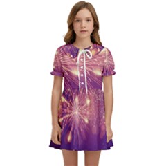 Fireworks On A Purple With Fireworks New Year Christmas Pattern Kids  Sweet Collar Dress