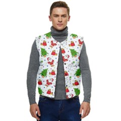 Christmas Santa Pattern Tree Men s Button Up Puffer Vest	 by Sarkoni