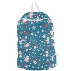 Christmas Pattern Santa Blue Foldable Lightweight Backpack by Sarkoni