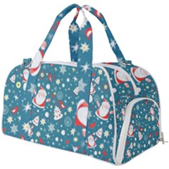 Christmas Pattern Santa Blue Burner Gym Duffel Bag by Sarkoni