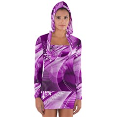 Purple Abstract Merry Christmas Xmas Pattern Long Sleeve Hooded T-shirt