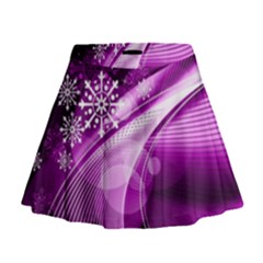 Purple Abstract Merry Christmas Xmas Pattern Mini Flare Skirt