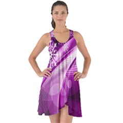 Purple Abstract Merry Christmas Xmas Pattern Show Some Back Chiffon Dress