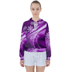 Purple Abstract Merry Christmas Xmas Pattern Women s Tie Up Sweat