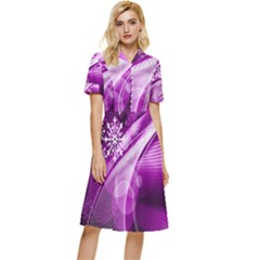 Purple Abstract Merry Christmas Xmas Pattern Button Top Knee Length Dress by Sarkoni