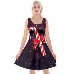 Christmas Lollipop Bowknot Celebrations Reversible Velvet Sleeveless Dress by Sarkoni