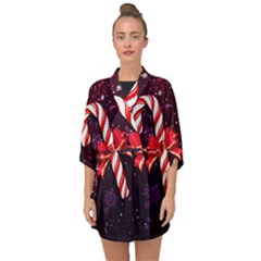 Christmas Lollipop Bowknot Celebrations Half Sleeve Chiffon Kimono by Sarkoni