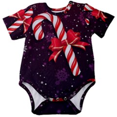 Christmas Lollipop Bowknot Celebrations Baby Short Sleeve Bodysuit by Sarkoni