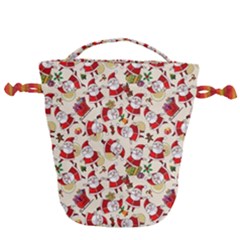 Christmas  Santa Claus Patterns Drawstring Bucket Bag by Sarkoni