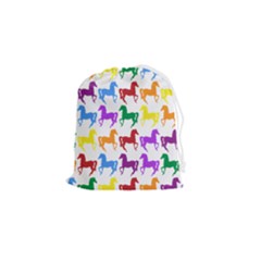 Colorful Horse Background Wallpaper Drawstring Pouch (Small)