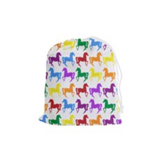 Colorful Horse Background Wallpaper Drawstring Pouch (Medium)